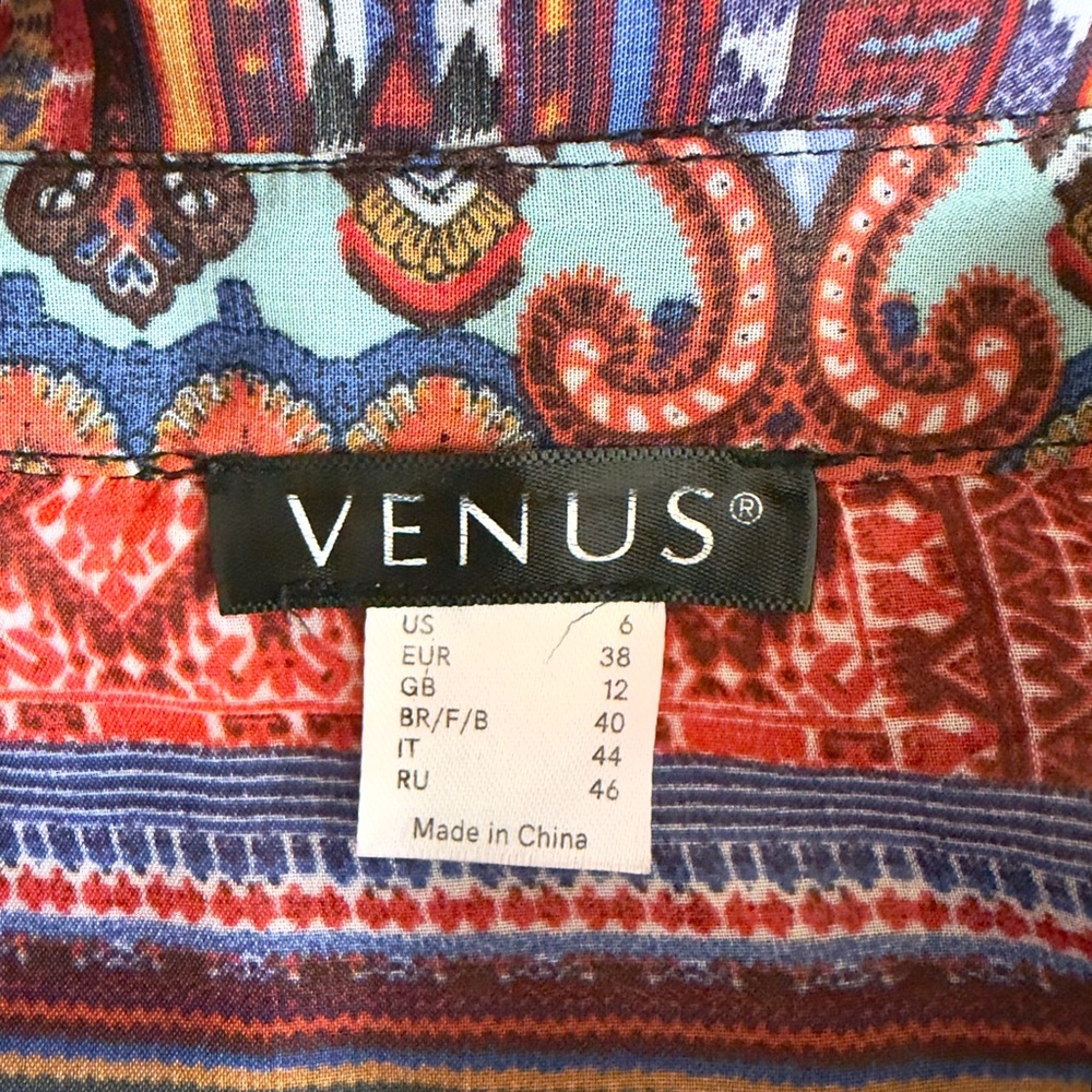 VENUS Multicolored Tie-Front Top Size 6 - Picture 6 of 7